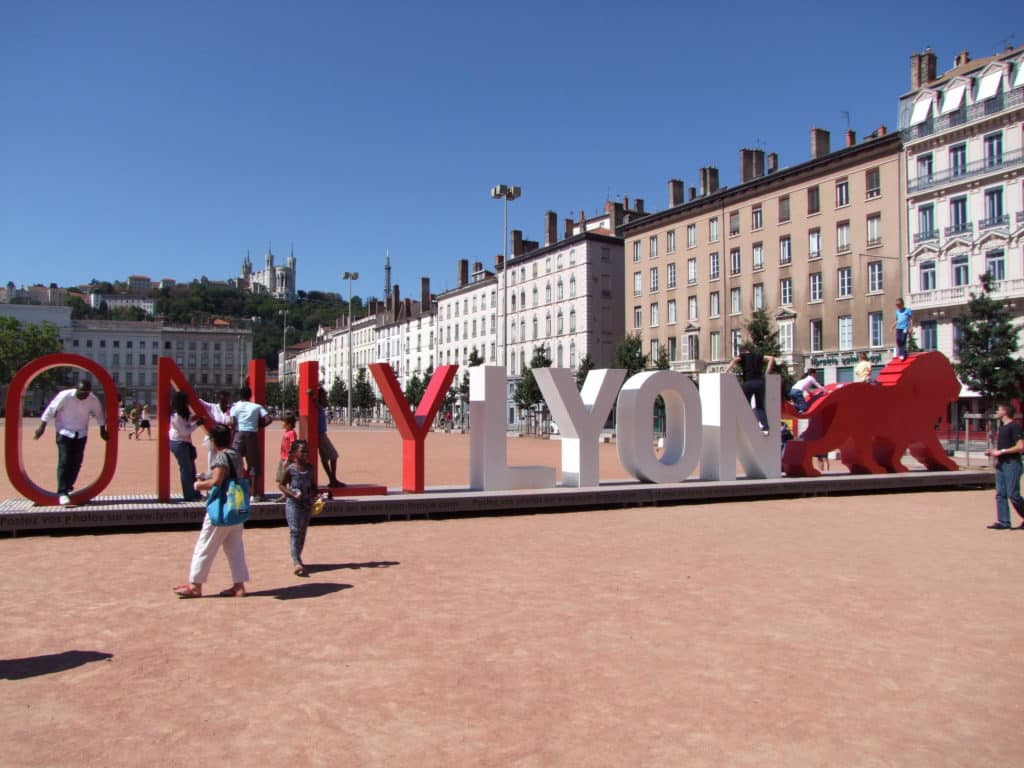 Place Bellecour with large letter ONLY LYON