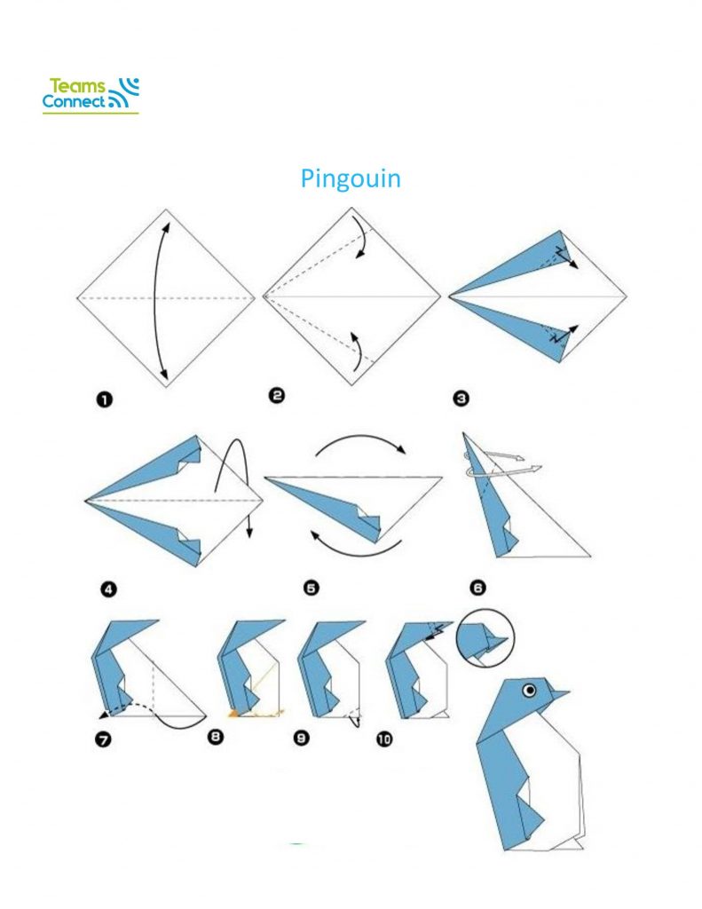 jeu de team building en ligne : origami