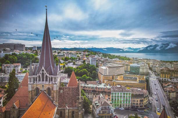 Vue aerienne ville de Lausanne Suisse