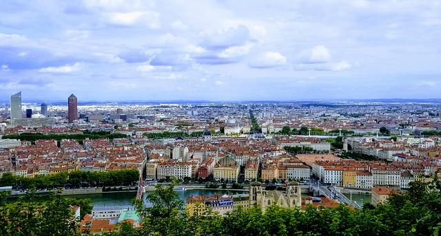 Vue aerienne ville de lyon - Team Building